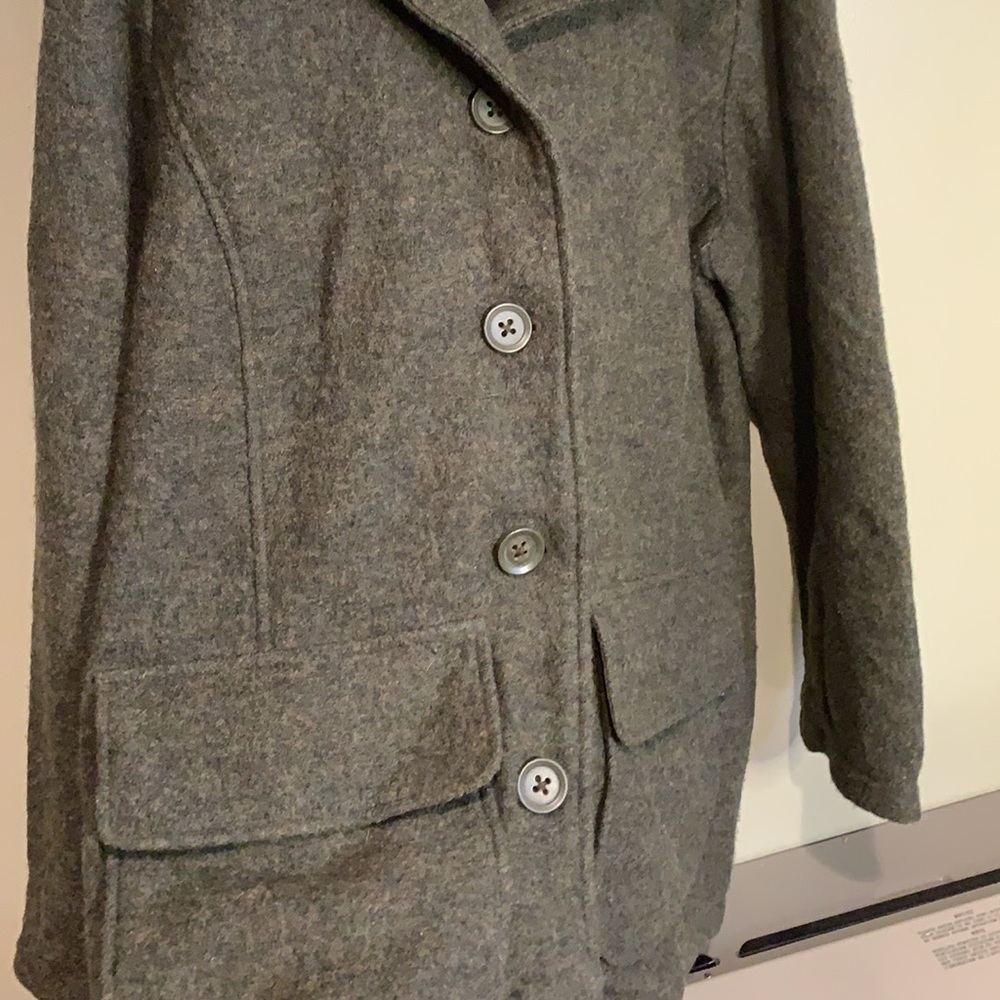 Bean’s Boiled Wool Jacket. Kelp Green Heather. 1X